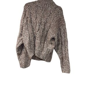 Chunky Brown Cowl Neck Sweater